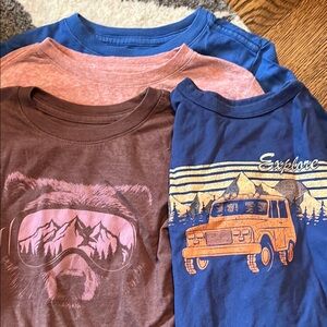 Four Long Sleeve Tees - Blue, Orange, Brown. Size 5
